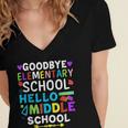 Graduation Shirt For 5th Grader Goodbye Hello Middle School Women's Jersey Short Sleeve Deep V-Neck Tshirt