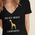 Graduation Shirt You Bet Giraffe I Graduated Pun Women's Jersey Short Sleeve Deep V-Neck Tshirt