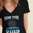 Graduation Shirt Class Of 2019 High School College Women's Jersey Short Sleeve Deep V-Neck Tshirt