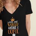 Graduation Shirt For Graduate Look Out World Here I Come Women's Jersey Short Sleeve Deep V-Neck Tshirt