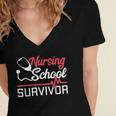 Graduation Shirt For Nurses Nursing School Survivor Tee Women's Jersey Short Sleeve Deep V-Neck Tshirt