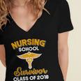 Graduation Shirt Nursing School Survivor Class Of 2018 Tee Women's Jersey Short Sleeve Deep V-Neck Tshirt