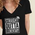 Graduation Shirt Straight Outta Elementary Women's Jersey Short Sleeve Deep V-Neck Tshirt