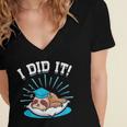 Graduation Did It Sloth Graduate Animal Sloths Sloth Women's Jersey Short Sleeve Deep V-Neck Tshirt
