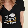 GraduationShirt Tassel Was Worth The Hassle Tee Women's Jersey Short Sleeve Deep V-Neck Tshirt