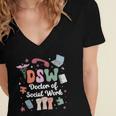 Groovy DSW Doctor Of Social Work Graduation DSW Graduate Women's Jersey Short Sleeve Deep V-Neck Tshirt