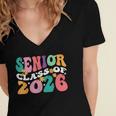 Groovy Senior Class Of 2026 My Last First Day Graduation 26 Women's Jersey Short Sleeve Deep V-Neck Tshirt