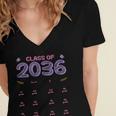 Grow With Me Graduation First Day Of School Class Of 2036 Women's Jersey Short Sleeve Deep V-Neck Tshirt