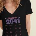 Grow With Me Graduation First Day Of School Class Of 2041 Women's Jersey Short Sleeve Deep V-Neck Tshirt