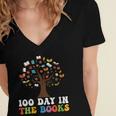 Happy 100 Days In The Books Reading Celebration Graphic Tees Women's Jersey Short Sleeve Deep V-Neck Tshirt