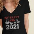 My Happy Class Is Outta Here 2021 Shirt Graduation Women's Jersey Short Sleeve Deep V-Neck Tshirt