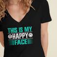 This Is My Happy Face Introvert Women's Jersey Short Sleeve Deep V-Neck Tshirt