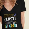 Happy Last Day Of 1st Grade Shirt Cutie Graduation Women's Jersey Short Sleeve Deep V-Neck Tshirt