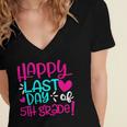 Happy Last Day Of Fifth 5th Grade Teacher Student Graduation Women's Jersey Short Sleeve Deep V-Neck Tshirt