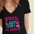 Happy Last Day Of First 1st Grade Teacher Student Graduation Women's Jersey Short Sleeve Deep V-Neck Tshirt