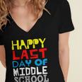 Happy Last Day Of Middle School Graduation Women's Jersey Short Sleeve Deep V-Neck Tshirt