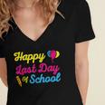 Happy Last Day Of School Graduation Teacher Students T-Shirt Women's Jersey Short Sleeve Deep V-Neck Tshirt