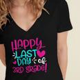 Happy Last Day Of Third 3rd Grade Teacher Student Graduation Women's Jersey Short Sleeve Deep V-Neck Tshirt