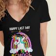 Happy Last Days Of School Graduation Class 2022 Unicorn Girl Women's Jersey Short Sleeve Deep V-Neck Tshirt