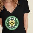 I Hate People Saying For Introverts Women's Jersey Short Sleeve Deep V-Neck Tshirt