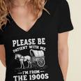 Heartwarming Wagon Please Be Patient I'm From The 1900s Women's Jersey Short Sleeve Deep V-Neck Tshirt Heartwarming Wagon Please Be Patient I'm From The 1900s Women's Jersey Short Sleeve Deep V-Neck Tshirt