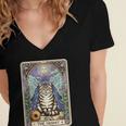 The Hermit Cat Tarot Card Introvert By Georgi Women's Jersey Short Sleeve Deep V-Neck Tshirt The Hermit Cat Tarot Card Introvert By Georgi Women's Jersey Short Sleeve Deep V-Neck Tshirt