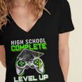 High School Level Complete Class Of 2024 Graduation Women's Jersey Short Sleeve Deep V-Neck Tshirt