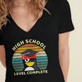 High School Level Complete Graduation Senior Students Women's Jersey Short Sleeve Deep V-Neck Tshirt