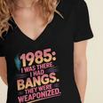 Hilarious 1985 Big Hair Bangs Joke For Gen X Nostalgia Women's Jersey Short Sleeve Deep V-Neck Tshirt