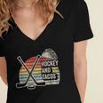 Hockey And Tacos Retro Nostalgia Lovers Women's Jersey Short Sleeve Deep V-Neck Tshirt