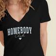 Homebody Club Checkerboard Introvert Self Growth Work Home Women's Jersey Short Sleeve Deep V-Neck Tshirt