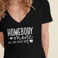 Homebody Introvert Cozy Trendy Indoorsy Homebody Women's Jersey Short Sleeve Deep V-Neck Tshirt