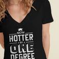 Now Hotter By One Degree Graduation Grade Student Women's Jersey Short Sleeve Deep V-Neck Tshirt