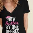 Now Hotter By One Degree Graduation T-Shirt Women's Jersey Short Sleeve Deep V-Neck Tshirt