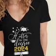 Hotter By One Degree Senior 2024 Class Of 2024 Graduation Women's Jersey Short Sleeve Deep V-Neck Tshirt