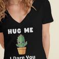 Hug Me I Dare You Introvert Cactus Tee Women's Jersey Short Sleeve Deep V-Neck Tshirt Hug Me I Dare You Introvert Cactus Tee Women's Jersey Short Sleeve Deep V-Neck Tshirt