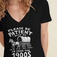 Humorous Wagon Plea Please Be Patient I'm From The 1900s Women's Jersey Short Sleeve Deep V-Neck Tshirt Humorous Wagon Plea Please Be Patient I'm From The 1900s Women's Jersey Short Sleeve Deep V-Neck Tshirt