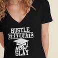 Hustle Graduate Now Slay MBA PhD Graduation Party Women's Jersey Short Sleeve Deep V-Neck Tshirt