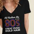 I'd Rather Be In The 80s Iconic Music Nostalgia Vintage Women's Jersey Short Sleeve Deep V-Neck Tshirt