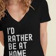 I'd Rather Be At Home Antisocial Introvert Tee Women's Jersey Short Sleeve Deep V-Neck Tshirt