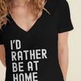 I'd Rather Be At Home Antisocial Introvert Tee Women's Jersey Short Sleeve Deep V-Neck Tshirt