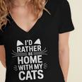 I'd Rather Be Home With My Cats Introvert Cozy Vibes Women's Jersey Short Sleeve Deep V-Neck Tshirt