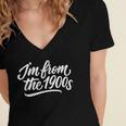 I'm From The 1900s Handwritten Calligraphy Women's Jersey Short Sleeve Deep V-Neck Tshirt