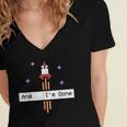 And I'm Done Rocket Graduation Retro Look Women's Jersey Short Sleeve Deep V-Neck Tshirt