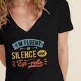 I'm Fluent In Silence And Eye-Rolls Introverts Women's Jersey Short Sleeve Deep V-Neck Tshirt I'm Fluent In Silence And Eye-Rolls Introverts Women's Jersey Short Sleeve Deep V-Neck Tshirt