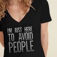 I'm Just Here To Avoid People Saying Sarcasm Introvert Women's Jersey Short Sleeve Deep V-Neck Tshirt I'm Just Here To Avoid People Saying Sarcasm Introvert Women's Jersey Short Sleeve Deep V-Neck Tshirt