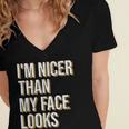 I'm Nicer Than My Face Looks Introverted Introverts Women's Jersey Short Sleeve Deep V-Neck Tshirt I'm Nicer Than My Face Looks Introverted Introverts Women's Jersey Short Sleeve Deep V-Neck Tshirt