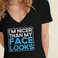 I'm Nicer Than My Face Looks Shy People Introverts Women's Jersey Short Sleeve Deep V-Neck Tshirt I'm Nicer Than My Face Looks Shy People Introverts Women's Jersey Short Sleeve Deep V-Neck Tshirt