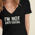 I'm Not Anti-Social I Introvert Women's Jersey Short Sleeve Deep V-Neck Tshirt