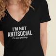 I'm Not Antisocial I'm Just Plotting Saying Introvert Women's Jersey Short Sleeve Deep V-Neck Tshirt I'm Not Antisocial I'm Just Plotting Saying Introvert Women's Jersey Short Sleeve Deep V-Neck Tshirt